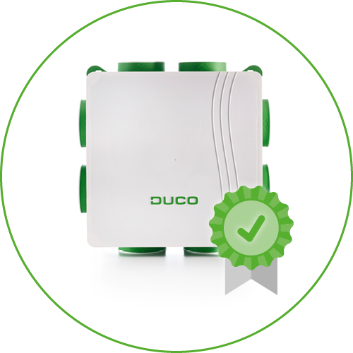 DucoBox MEV system with warranty icon