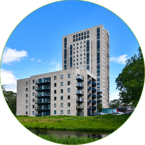 Façade student accomodation Polaris in Groningen