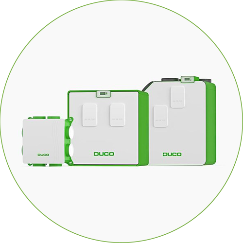 collection of different types of DucoBox MEV and MVHR systems