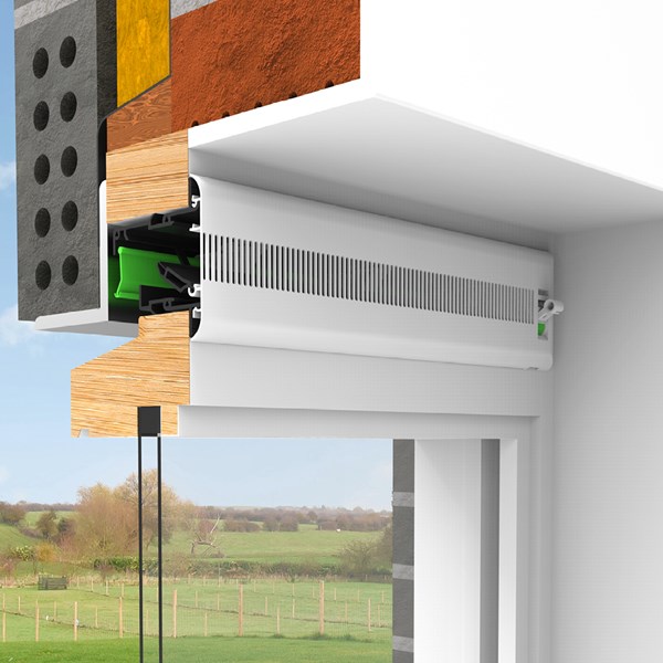 Aérateur à clapet autoréglable DUCO EasyFit ZR coupe avec fenêtre